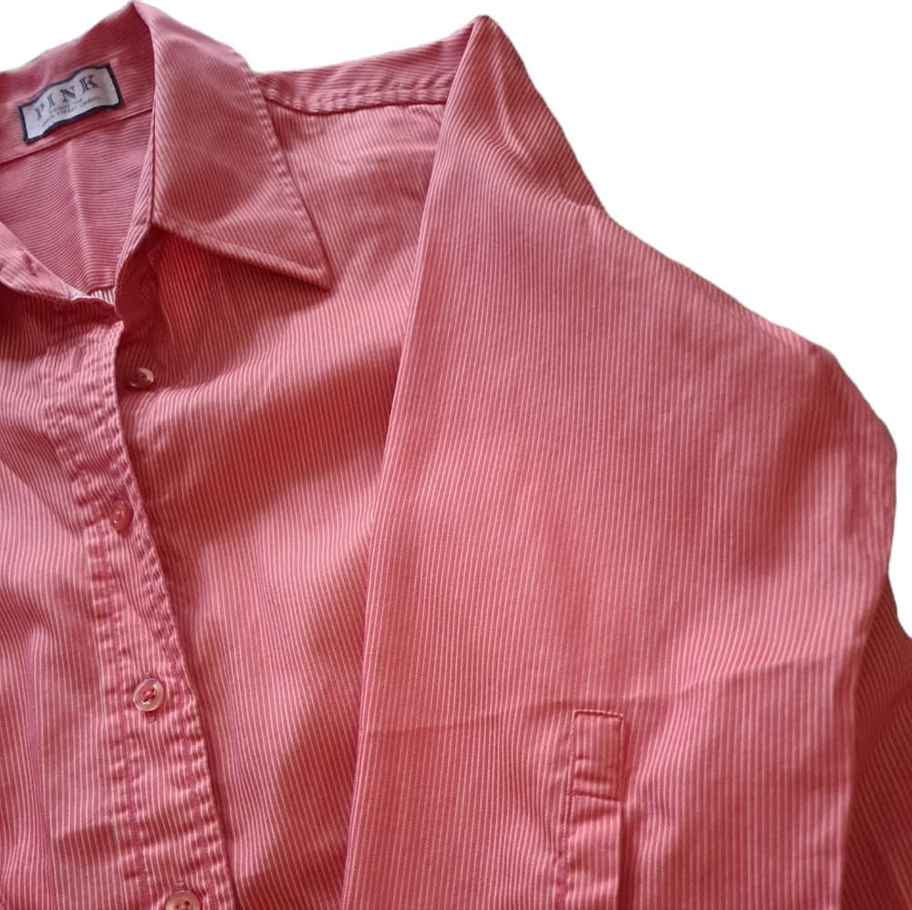 PINK Thomas Pink corral colored pin striped button down long sleeve top